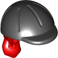 Hair and Helmet, Long with Ponytail and Black Riding Helmet Pattern Rot