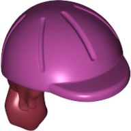 Hair and Helmet, Long with Ponytail and Magenta Riding Helmet Pattern Dunkelrot