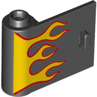 Door 1 × 3 × 2 Left with Red and Yellow Flames print [w/Knob Hinge] Black