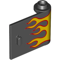 Door 1 × 3 × 2 Right with Red and Yellow Flames print [w/Knob Hinge] Schwarz