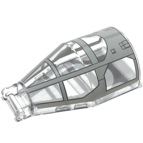 Windscreen 7 × 4 × 2 Round with Handle with Light Bluish Grey Cockpit print Trans-Clear