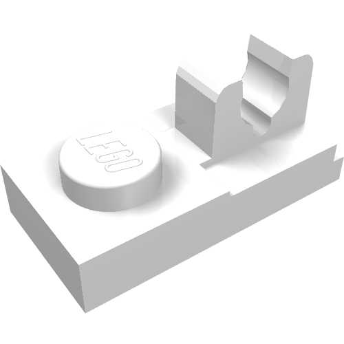 Plate Special 1 × 2, Top Clip [Split] Weiß