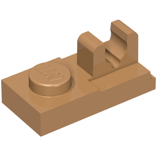 Plate Special 1 × 2, Top Clip [Split] Medium Nougat