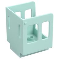Duplo Train Cabin 3 × 3 × 3 1/2 Large Side Windows [Plain] Light Aqua