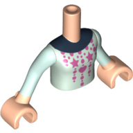 Minidoll Torso Girl with Light Aqua Sweater with Dark Blue Collar, Light Aqua Sleeves and Light Nougat Hands Print Hellnougat