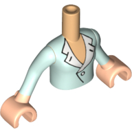 Minidoll Torso Girl with Light Aqua Blouse Print, Light Nougat Arms with Hands and Light Aqua Sleeves Print Hellnougat