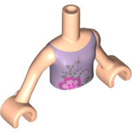 Minidoll Torso Girl with Medium Violet Top with Flowers Print, Light Nougat Arms with Hands Light Nougat
