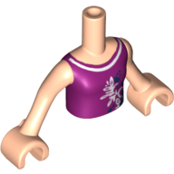 Minidoll Torso Girl with Magenta Top with Butterfly Print / Light Nougat Arms and Hands Hellnougat