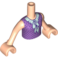 Minidoll Torso Girl with Polka Dot Medium Lavender Top with Scarf Print / Light Nougat Arms and Hands Hellnougat