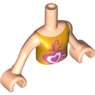 Minidoll Torso Girl with Orange Vest Top with Hearts Print, Light Nougat Arms and Hands in 