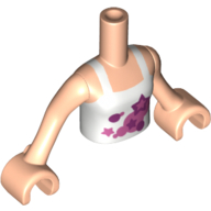Minidoll Torso Girl with White Halter Top with Stars Print, Light Nougat Arms with Hands Hellnougat