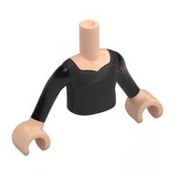 Minidoll Torso Girl with Light Nougat Arms and Hands with Black Dress print Light Nougat