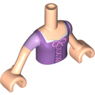 Minidoll Torso Girl with Medium Lavender Bodice Top with Short Sleeves Light Nougat Arms and Light Nougat Hands Hellnougat