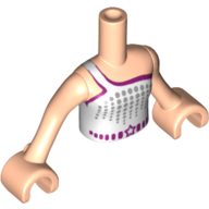 Minidoll Torso Girl with Sleeveless Top with White and Magenta Print, Light Nougat Arms and Hands Hellnougat