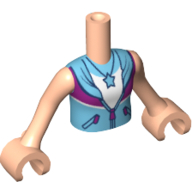 Minidoll Torso Girl with Azure Shirt with Dark Pink Band, White Top, Star Pendent, Tan Chest and Light Nougat Arms Print, Light Nougat Arms And Hands in 