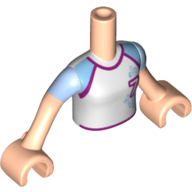 Minidoll Torso Girl with White Soccer Jersey with '7' Print, Light Nougat Arms with Hands and Bright Light Blue Short Sleeves Print Light Nougat