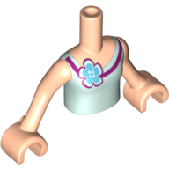 Minidoll Torso Girl with Light Aqua Top with Flower Print, Light Nougat Arms and Hands Light Nougat
