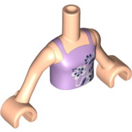 Minidoll Torso Girl with Lavender Top with Flower Design Print, Light Nougat Arms and Hands Hellnougat