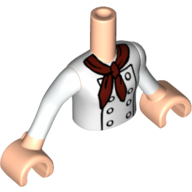 Minidoll Torso Girl with White Chef's Jacket and Dark Red Neckerchief Print, Light Nougat Arms and Hands Light Nougat