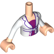 Minidoll Torso Girl with White Jacket with Magenta Top Print, White Sleeves and Light Nougat Hands Light Nougat