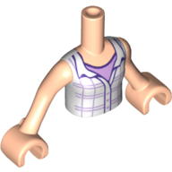 Minidoll Torso Girl with White Plaid Button Shirt Print, Light Nougat Arms and Hands Hellnougat