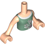 Minidoll Torso Girl with Sand Green Top with Flower Print, Light Nougat Arms and Hands Light Nougat