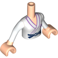Minidoll Torso Girl with White Karate Top with Black Belt Print, White Sleeves and Light Nougat Hands Light Nougat