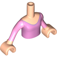 Minidoll Torso Girl with Bright Pink Princess Dress Print, Bright Pink Sleeves and Light Nougat Hands Light Nougat