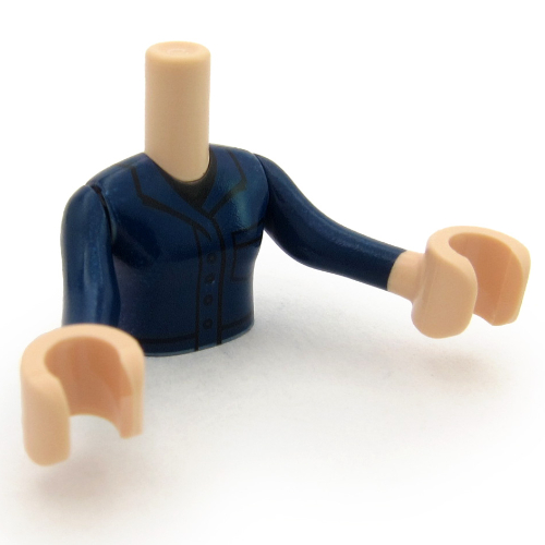 Minidoll Torso Girl with Light Nougat Arms and Hands with Dark Blue Dress, Dark Blue Trim print Light Nougat