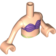Minidoll Torso Girl with Dark Purple Shell Bikini Print, Light Nougat Arms and Hands Light Nougat