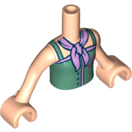 Minidoll Torso Girl with Sand Green Top with Red Cross Logo and Lavender Scarf Print, Light Nougat Arms and Hands Light Nougat