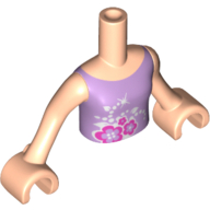 Minidoll Torso Girl with Medium Lavender Top, Magenta and White Flowers Print, Light Nougat Arms and Hands Hellnougat