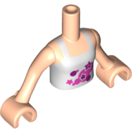 Minidoll Torso Girl with Magenta and Dark Purple Stars, White Outlines Print, Light Nougat Arms and Hands Hellnougat
