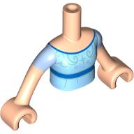 Minidoll Torso Girl with Medium Azure Dress, Blue Trim, Silver Stars print, Light Nougat Arms and Hands Hellnougat