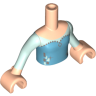 Minidoll Torso Girl with Medium Azure Top with Silver Icons Print, Light Aqua Sleeves and Light Nougat Hands Light Nougat