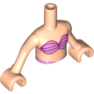 Minidoll Torso Girl with Bright Pink Shell Bikini Print, Light Nougat Arms and Hands Light Nougat