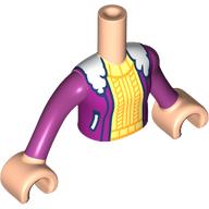Minidoll Torso Girl with Magenta Jacket, Fur Collar, Bright Light Yellow Sweater, Light Nougat Arms and Hands Light Nougat