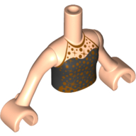 Minidoll Torso Girl with Pearl Gold Stars Print, Light Nougat Arms and Hands Light Nougat