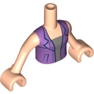 Minidoll Torso Girl with Silver Undershirt and Medium Lavender Jacket with Lapels and Pockets Print, Light Nougat Arms and Hands Light Nougat