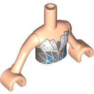 Minidoll Torso Girl with Medium Azure and Dark Bluish Gray Triangles Print, Light Nougat Arms and Hands Hellnougat