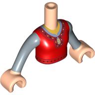 Minidoll Torso Girl with Red Tunic, Bright Light Orange Shirt, Sand Blue Arms and Light Nougat Hands Light Nougat