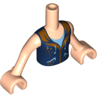 Minidoll Torso Girl with Dark Blue Vest, Gold Trim Print, Light Nougat Arms and Hands in 