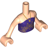 Minidoll Torso Girl with Dark Purple Strapless Top, Gold Necklace, Star Print, Light Nougat Arms and Hands in 
