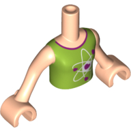 Minidoll Torso Girl with Lime Top with Heart Electrons in Atomic Symbol print and Light Nougat Arms and Hands Hellnougat