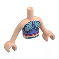 Minidoll Torso Girl with Light Nougat Arms and Hands with Blue Violet Top, Metal Blue Sea Shells print Light Nougat
