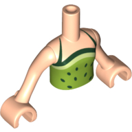 Minidoll Torso Girl with Lime Halter Top With Dark Green Dots Print - Light Nougat Arms and Hands Light Nougat