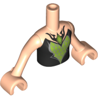 Minidoll Torso Girl with Black Top with Lime and Silver Diamond Print, Light Nougat Arms with Hands Hellnougat