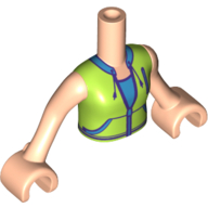 Minidoll Torso Girl with Lime Jacket, Purple Trim, Blue Shirt, Laces Print, Light Nougat Arms And Hands in 