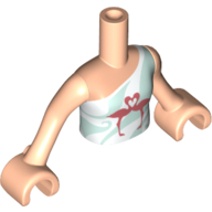 Minidoll Torso Girl with Top with Light Aqua Swirls and 2 Flamingos Print, Light Nougat Arms and Hands Light Nougat