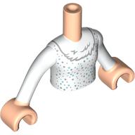 Minidoll Torso Girl with Silver/Metal Blue Dots, Silver Fur Collar print, White Arms, Light Nougat Hands Light Nougat